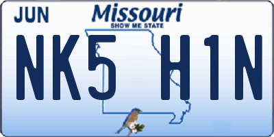 MO license plate NK5H1N