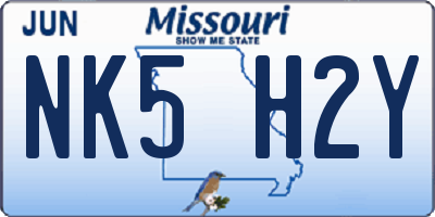 MO license plate NK5H2Y
