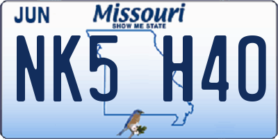 MO license plate NK5H4O