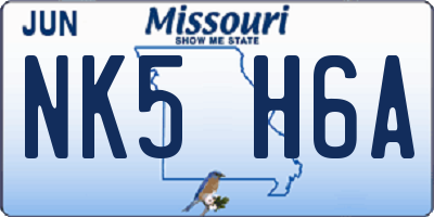 MO license plate NK5H6A