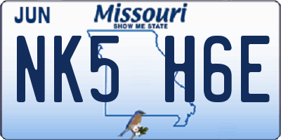 MO license plate NK5H6E