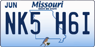 MO license plate NK5H6I