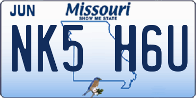 MO license plate NK5H6U