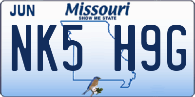 MO license plate NK5H9G