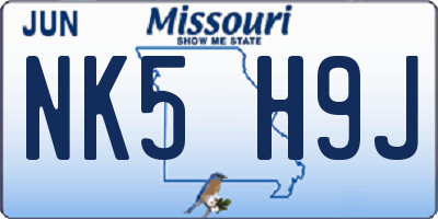 MO license plate NK5H9J