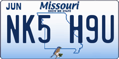 MO license plate NK5H9U