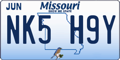 MO license plate NK5H9Y