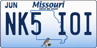 MO license plate NK5I0I