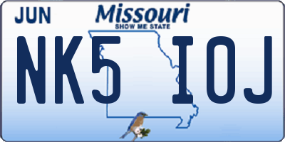 MO license plate NK5I0J