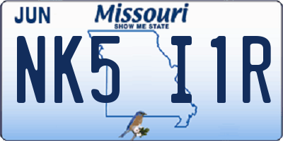 MO license plate NK5I1R