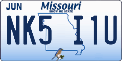 MO license plate NK5I1U