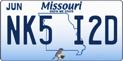MO license plate NK5I2D