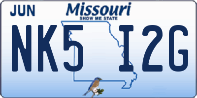 MO license plate NK5I2G