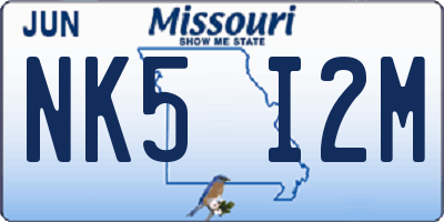 MO license plate NK5I2M