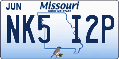 MO license plate NK5I2P