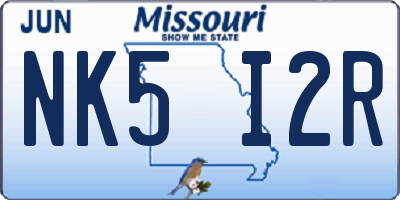 MO license plate NK5I2R