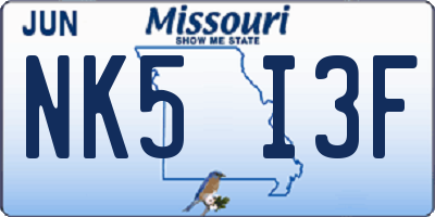 MO license plate NK5I3F