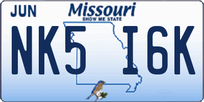 MO license plate NK5I6K