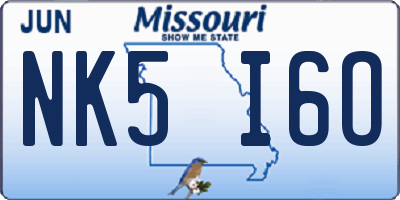 MO license plate NK5I6O