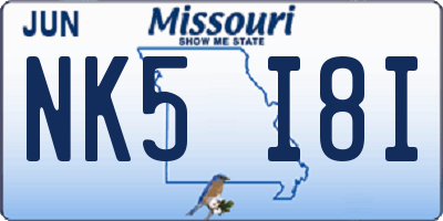 MO license plate NK5I8I