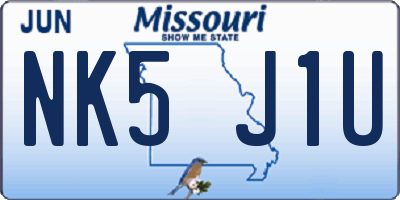MO license plate NK5J1U