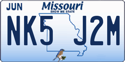 MO license plate NK5J2M