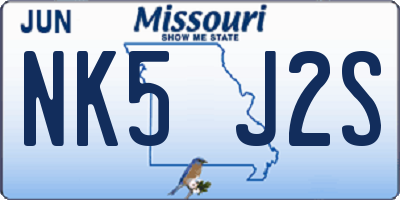 MO license plate NK5J2S
