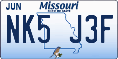 MO license plate NK5J3F