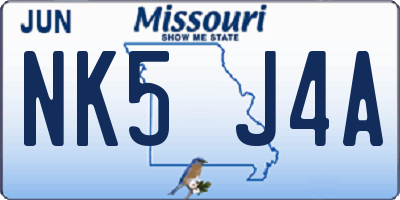 MO license plate NK5J4A