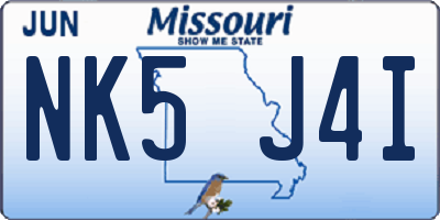 MO license plate NK5J4I