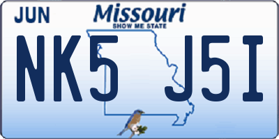 MO license plate NK5J5I