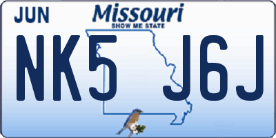 MO license plate NK5J6J