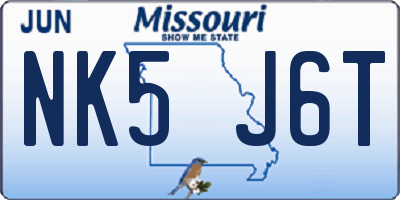 MO license plate NK5J6T