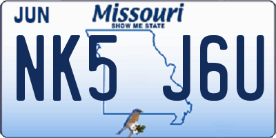 MO license plate NK5J6U