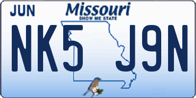 MO license plate NK5J9N