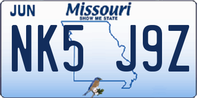 MO license plate NK5J9Z
