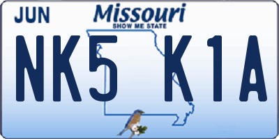 MO license plate NK5K1A