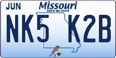 MO license plate NK5K2B