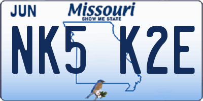 MO license plate NK5K2E