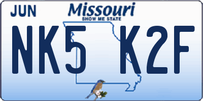 MO license plate NK5K2F