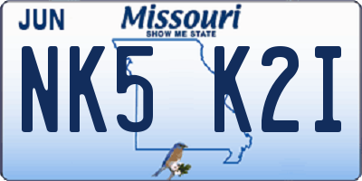 MO license plate NK5K2I