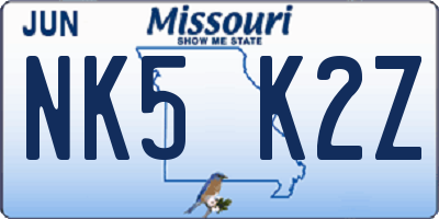 MO license plate NK5K2Z