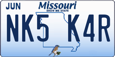 MO license plate NK5K4R