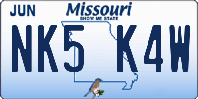 MO license plate NK5K4W