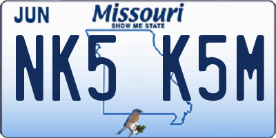 MO license plate NK5K5M