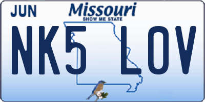 MO license plate NK5L0V