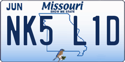 MO license plate NK5L1D