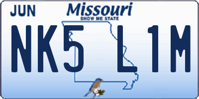 MO license plate NK5L1M