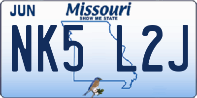 MO license plate NK5L2J