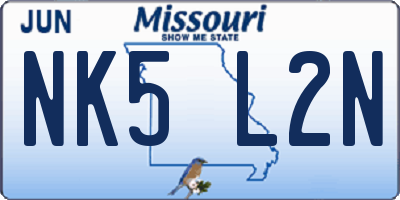 MO license plate NK5L2N